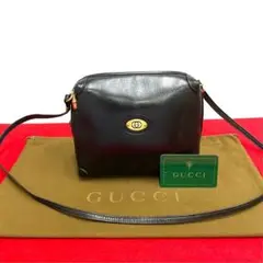 極 美品 オールドグッチ スエード レザー ショルダーバッグ ポシェット 黒