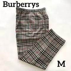 【訳ありBurberrys】 バーバリーズ ウールチェックパンツ グレー