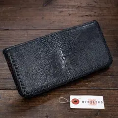 ガルーシャ【内側レッド】銀スリ スティングレイ メンズ 二つ折り長財布