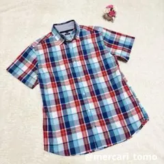 【美品】TOMMY HILFIGER メンズ青系チェックシャツ XL