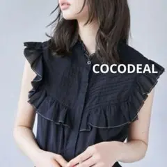 COCODEALココディールコットンフリルノースリブラウス M 黒 ブラック