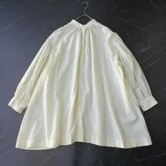 美品☆yuni/バンドカラー オーバーサイズ ロングブラウス キナリ