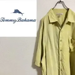 【大きめ】Tommy Bahamaトミーバハマ　シルク　半袖シャツ　黄緑　3XL