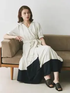 TONAL トーナル ワンピース Mサイズ ホワイト×ネイビー 美品