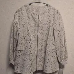 新品！未使用！レース編み ベージュ ノーカラージャケット