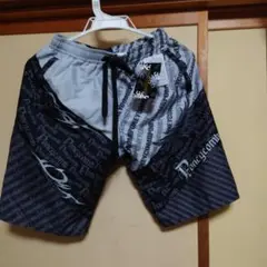 キッズ サーフパンツ グレー 黒 ロゴ