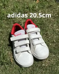 【美品】adidas 20.5cm ベルクロ　赤　マジックテープ