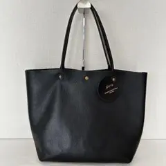 美品 ビアバッジオ 一枚革 レザートートバッグ 黒 A4 肩掛け可 ユニセックス