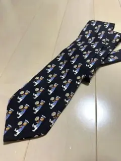 ネクタイ　熊　クマ　ネイビー