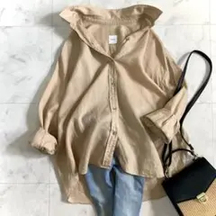 美品 スピックアンドスパン リネンビッグシャツ ベージュ
