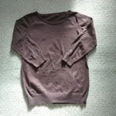 m.b.c　ダークブラウン 七分袖ニット　レディース　M