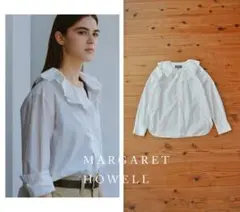 25ss 今期完売 LOOK掲載 マーガレットハウエル ラッフルカラー シャツ