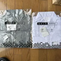 スリムフィット長袖シャツ グレー ホワイト