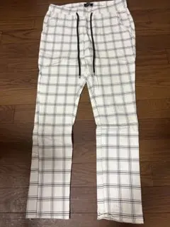 アダムスジャグラーチェックパンツ白M