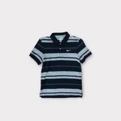 Nike Navy and Gray Striped Polo Shirt