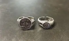 VINTAGEヴィンテージ ペア　ツリーオーナメントリング　印台ロゴリング