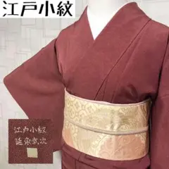 KK-504 江戸小紋 鮫小紋 正絹 袷 広衿 落款 一つ紋 しつけ糸付き