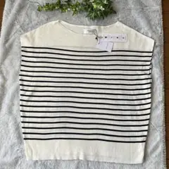 【新品・未使用】【OPAQUE.CLIP】ストライプノースリーブニット★38/M