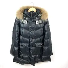 極美品 BURBERRY ファー ダウンコート ロゴ釦