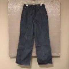 【45R】インディゴ ワイド デニムパンツ(サイズL)