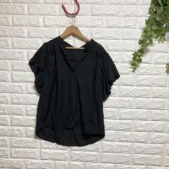 【アーバンリサーチロッソ】（F）シアーブラウス 半袖 モノトーン Vネック