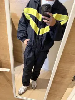 FOREVER21 セットアップ ナイロン 上下 Y2K ブラック×ネオン