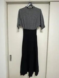 FRAY.ID ニットワンピース　ウールカシミアプリーツミモレワンピ グレー