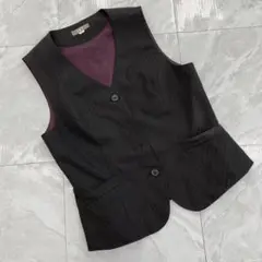 IST ストライプ柄 スーツベスト ブラック Mサイオシャレ シンプル