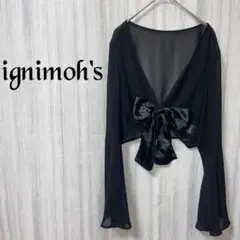 【イグニモーズ】 ボレロ 黒 長袖 シースルー リボン きれいめ 上品 袖広