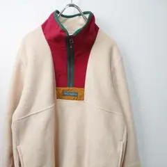 コロンビア プルオーバー フリースジャケット ハーフジップ ベージュ sizeM