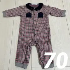 【美品】familiar ファミリア ベビー 長袖ロンパース チェック柄