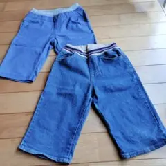 青とデニムのハーフパンツ2点セット