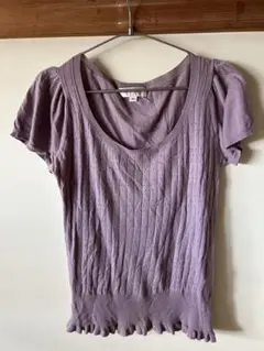 【ビンテージ】ジルスチュアート/コットンカシミア半袖トップスM モーヴ