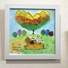 パステル＊シーグラスアート【リスと猫ちゃん】