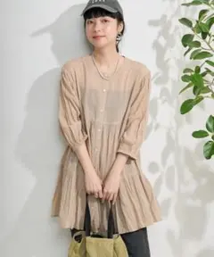 FREAK'S STORE インド シングルガーゼ チュニックシャツ 7分袖