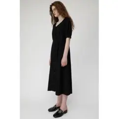 MOUSSY シャツワンピース WAIST TUCK LONG DRESS 黒