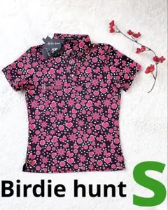 Birdie huntバーディーハントハート柄ポロシャツ 黒とピンク新品