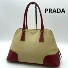 PRADA 三角ロゴ キャンバス レザー ハンドバッグ トートバッグ