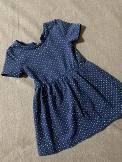 美品　babyGap ネイビー 水玉 半袖ワンピース 100cm