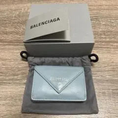 美品 バレンシアガ ペーパー ミニ ウォレット 三つ折り財布 レザー
