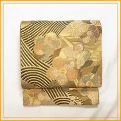 208y26★華やか!辻が花 ラメ袋帯 六通 梅椿波★美品 成人式 結婚式