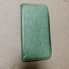【訳あり品】スマホケース グリーン 手帳型 カード収納 レンズ保護 レザー