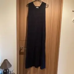 ニットロングワンピース　黒　L