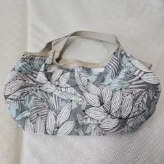 【美品】夏　葉柄プリント ハンドバッグ　収納多数　花柄