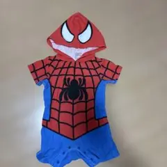 スパイダーマン フード付きロンパース 80