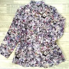 美品 シニア 長袖シャツ チュニック 花柄シースルー 夏用 Mサイズ ピンク