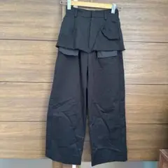 litofficialリトオフィシャル　レイヤードワイドパンツ　ブラック