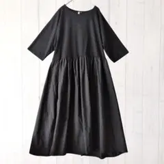 美品 バニラスタジオ 3L ロング ワンピース 切替 黒