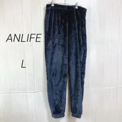 ANLIFE　ルームウェア　フリースパンツ　ネイビー　L　ウエスト総ゴム