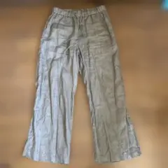無印良品リネン グレー ワイドパンツ